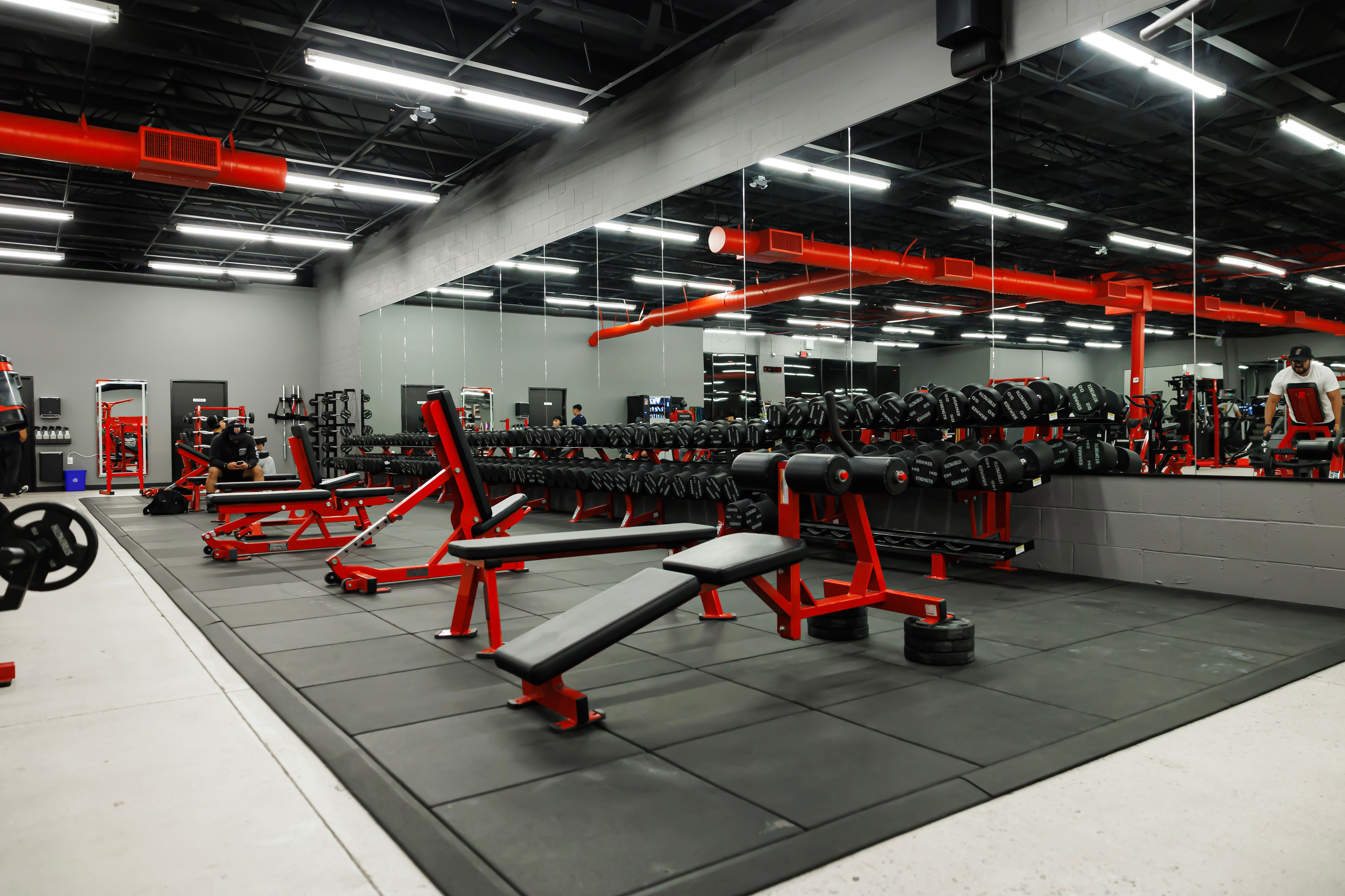 The dumbbell run and bench row at Oxnard, 5 to 150 pounds